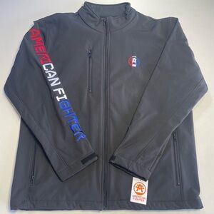 American Fighter Black Windbreaker with Red and Blue Accents